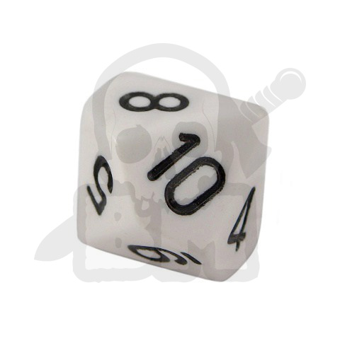 Kość kostka do gry K10 1-10 biała 1 szt.