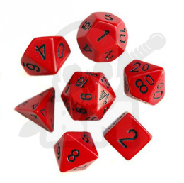 Kości RPG 7 szt matowe czerwone - czarne cyfry zestaw K4 6 8 10 12 20 i 00-90 kostki + pudełko