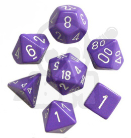 Kości RPG 7 szt matowe fioletowe zestaw K4 6 8 10 12 20 i 00-90 + pudełko
