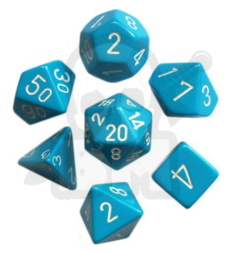 Kości RPG 7 szt matowe jasnoniebieskie zestaw K4 6 8 10 12 20 i 00-90 kostki + pudełko