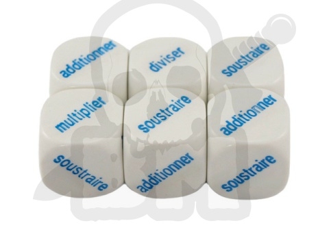 Math Operator French Word Four Function + – x ÷ Dice 20 mm kostka K6 matematyczna językowa francuska