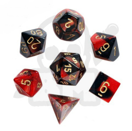 Kości RPG 7 szt. Gemini Black-red w/gold zestaw K4 6 8 10 12 20 i 00-90 kostki+ pudełko