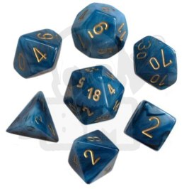 Kości RPG 7 szt phantom polyhedral niebieskie zestaw K4 6 8 10 12 20 i 00-90 + pudełko