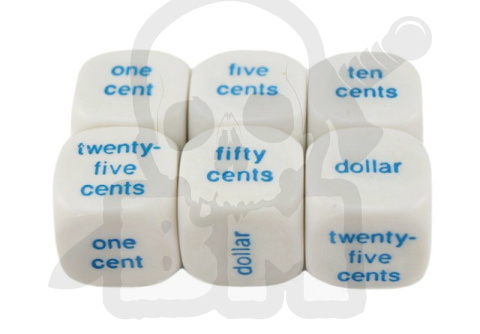 Money Word Dice 20 mm RPG kostka K6 pieniądze