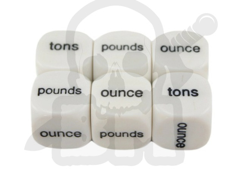 Weights Dice 16 mm RPG kostka K6 językowa angielska miara wagi