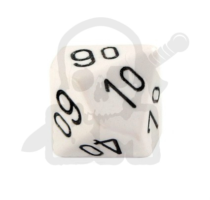 Kość RPG K10 00-90 kostka do gry biała