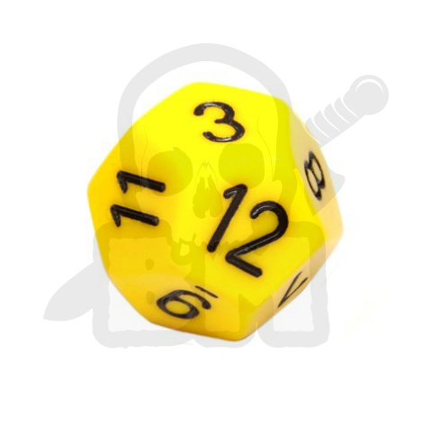 Kość RPG K12 kostka do gry żółta