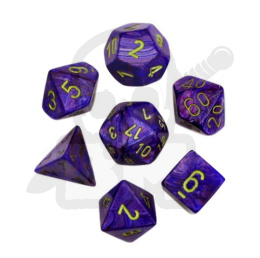 Kości RPG 7 szt Lustrous Purple/gold 7-Die Set zestaw K4 6 8 10 12 20 i 00-90 + pudełko
