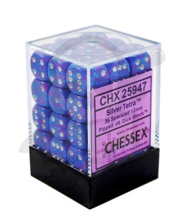 Kostki K6 12mm Chessex Silver Tetra 36 szt. + pudełko