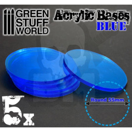 Acrylic Bases - Round 55 mm CLEAR BLUE x5