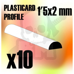 ABS Plasticard - profile SEMICIRCLE 2mm 10 szt.
