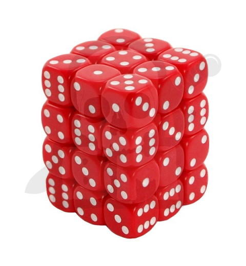 Kostki K6 12mm matowe czerwone 36 szt.