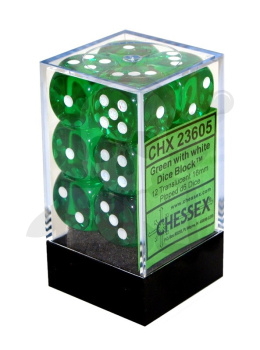 Kostki K6 16mm Translucent Green 12szt. +pudełko