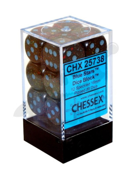 Kostki cętkowane K6 16mm spot 12szt. + pudełko Speckled Blue Stars