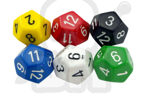 Kostki matowe RPG K12 zestaw 6szt. kości