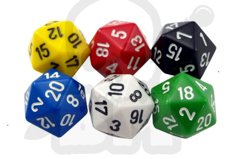 Kostki matowe RPG K20 zestaw 6szt. kości