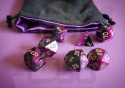 Kości RPG 7 szt. Gemini Black-Purple w/gold czarno-fioletowo zestaw K4 6 8 10 12 20 i 00-90 kostki+ pudełko