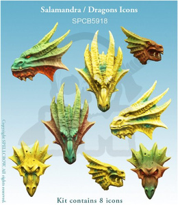 Smoki - smocze znaczniki, godła lub ornamenty pojazdów 8 szt. Salamandra/Dragons Icons