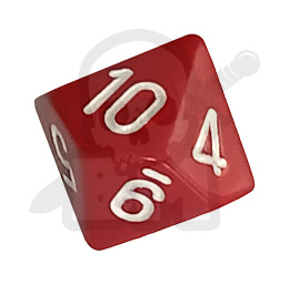 Kość kostka do gry K10 1-10 czerwona 1 szt.