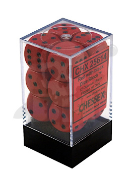 Kostki matowe K6 16mm spot czerwone 12szt. + pudełko Opaque Red