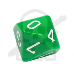 Kość K10 kostka kostki do gry zielona - 1 szt. Green/white