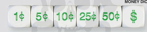 Money Dice U.S. Symbols 20 mm RPG kostka pieniądze dolary K6