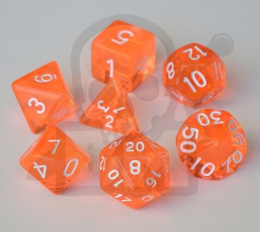 Set of 7 RPG dice Transparent Orange d4 6 8 10 12 20 i 00-90