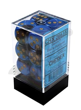 Kostki Gemini Chessex Black-Blue K6 16mm 12szt. +pudełko