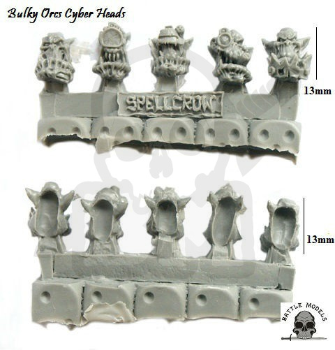 Cyber głowy wielkich orków 10 szt. ork orki Bulky Orcs Cyber Heads