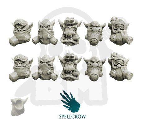 Głowy orków w Maskach Gazowych 10 szt. ork orki Orcs Heads in Gas Masks