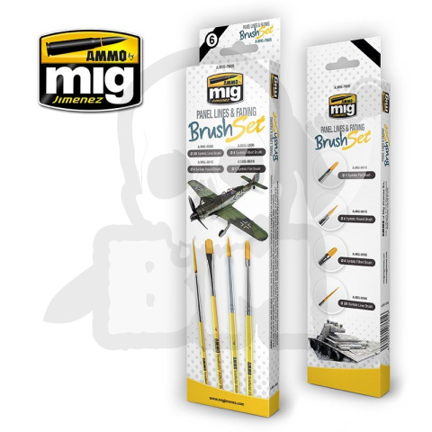 Ammo Mig 7605 Zestaw pędzli Panel Lines And Fading Brush