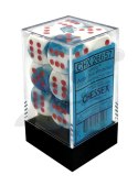 Kostki Chessex K6 16mm gemini spot Astral Blue-White w/red 12szt. + pudełko
