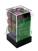 Kostki Chessex K6 16mmi gemini spot Green-Purple w/gold 12szt. + pudełko