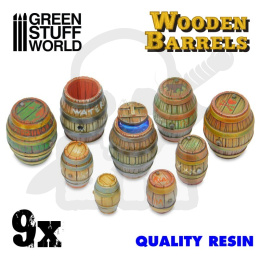 9x Resin Wooden Barrels
