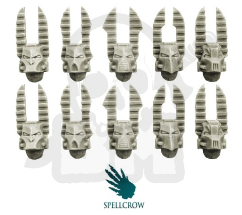 Główki wojowników Tzeentcha 10 szt. jak Chaos Space Marines Heads Changed Knight Helmets