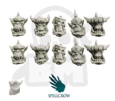 Orkowe głowy w hełmach 10 szt. ork orki