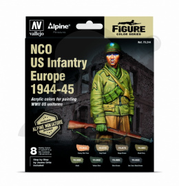 Vallejo 70244 Zestaw Model Color 8 farb NCO US Infantry Europe 1944-45 + figurka