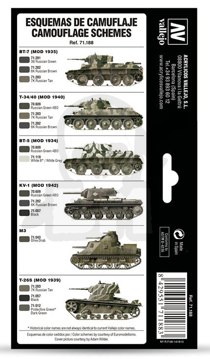 Vallejo 71188 Zestaw Model Air 8 farb - Soviet WWII Camo Colors