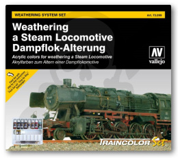 Vallejo 73099 Zestaw Train Color 9 farb + 2 pędzelki - Weathering a Steam Locomotive