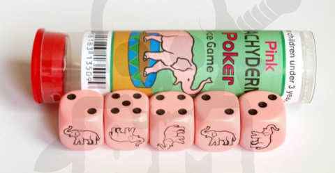 Pink Pachyderm Poker Dice Game - gra słoniki - 5 kostek Gra kostkowa