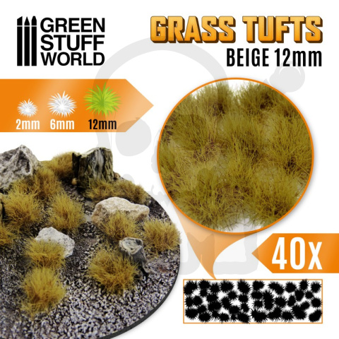 Grass Tufts - 12mm self-adhesive Beige - beżowe kępki trawy
