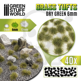 Grass Tufts - 6mm self-adhesive - Dry Green