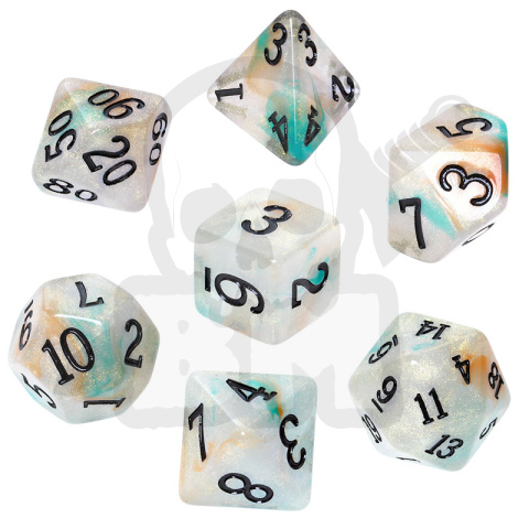 Kości RPG 7 szt. Akrylowe - Ruda Złota K4 6 8 10 12 20 i 00-90