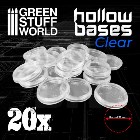 Hollow Plastic Bases Transparent podstawki 32mm 20 szt.