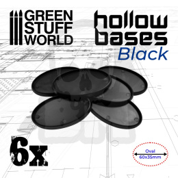 Hollow Plastic Bases Black Oval 60x35mm podstawki 6 szt.