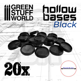 Hollow Plastic Bases Black podstawki 25mm 20 szt.