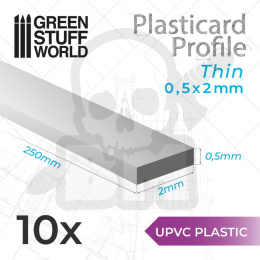uPVC Plasticard - Profile Thin 0.5x2 mm