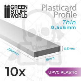 uPVC Plasticard - Profile Thin 0.5x6 mm
