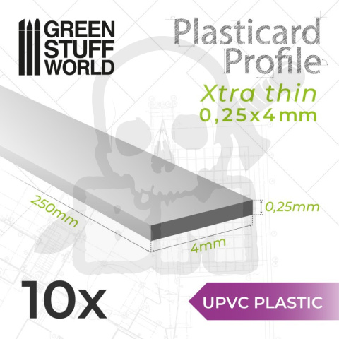 uPVC Plasticard - Profile Xtra-thin 0.25x4 mm