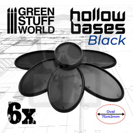 Hollow Plastic Bases Black Oval 75x42mm podstawki 6 szt.